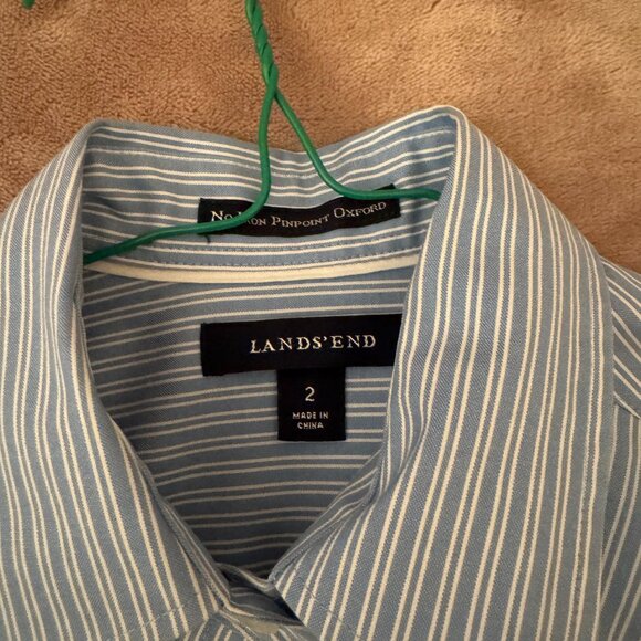 Land's End Blue and White Button Down Shirt - Picture 2 of 3